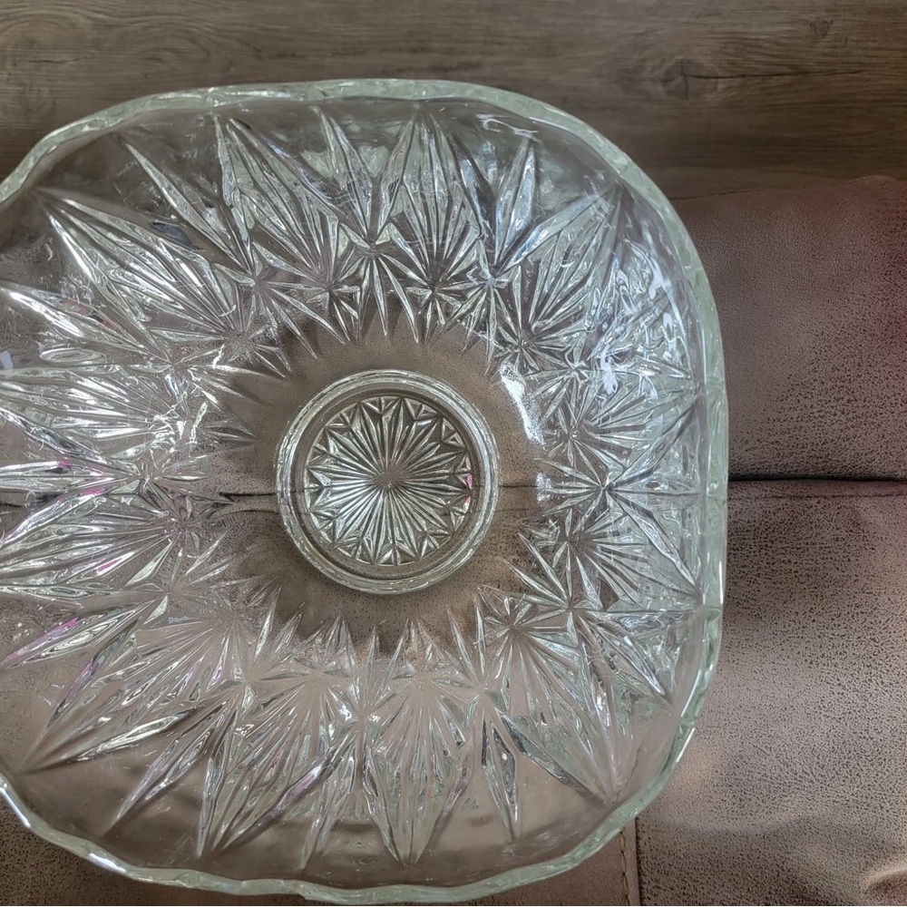 Vintage Williamsport Brockway Square Pressed glass punch bowl